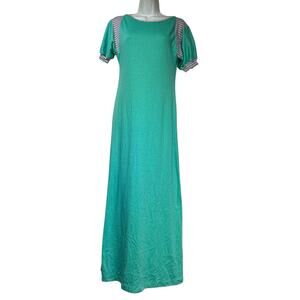 Vintage Casa de California Puff Sleeve Striped Trim Casual Loungewear Dress S